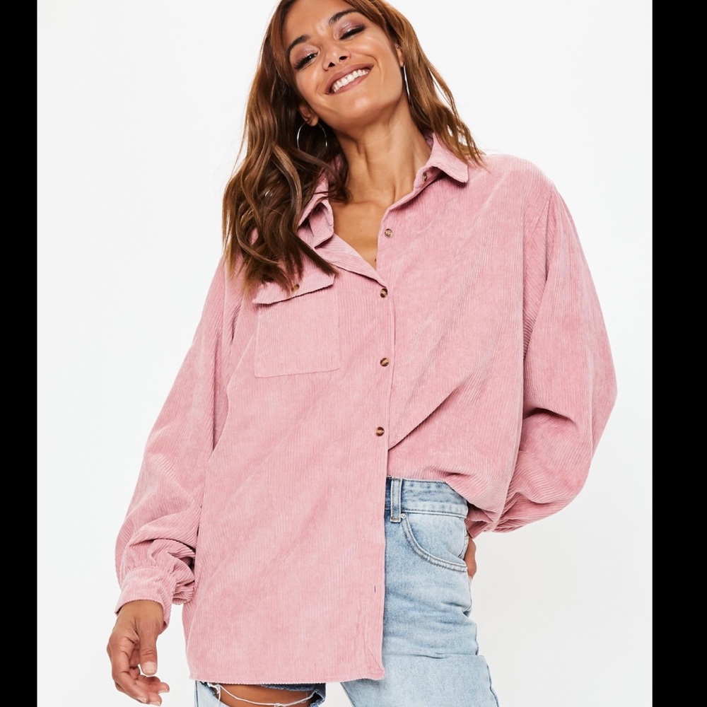 Pink Corduroy Button Up